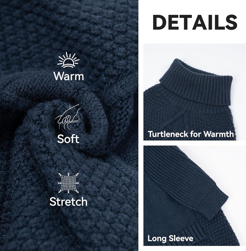 cyeollo Store Warm Small Dog Sweater, Knit Cold Weather Doggy Sweaters for Small Dogs Boy Pullover Winter Dog Clothes with Turtleneck for Indoor & Outdoor Wear, Navy M - Image 3